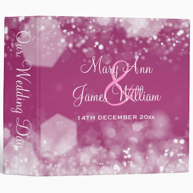 Sparkling Night Plum Elegant  Wedding Binder (Front/Spine)