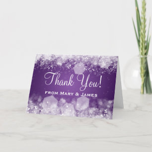 Sparkling Night Purple Elegant Thank You Card