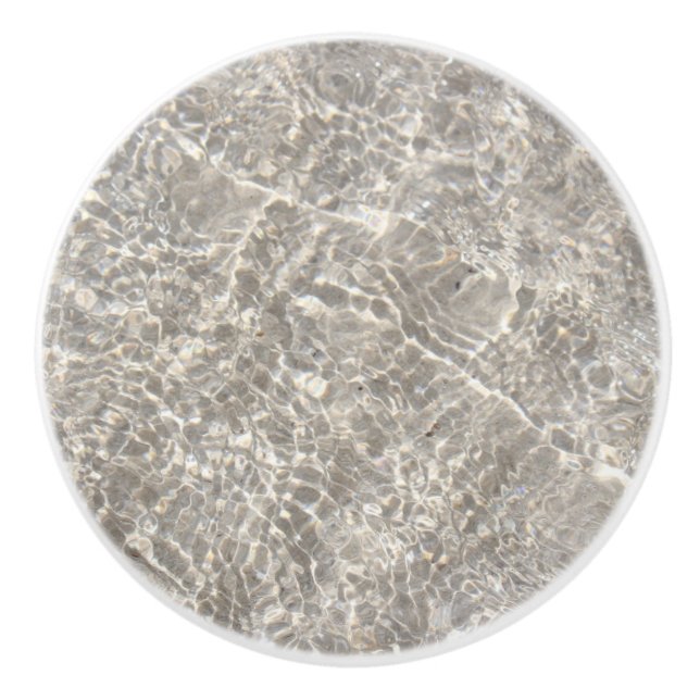 Sparkling ocean water beach sand ceramic knob (Front)