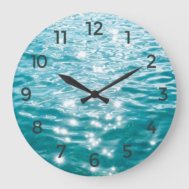 Sparkling Ocean Water Ripple Texture Large Clock (Front)