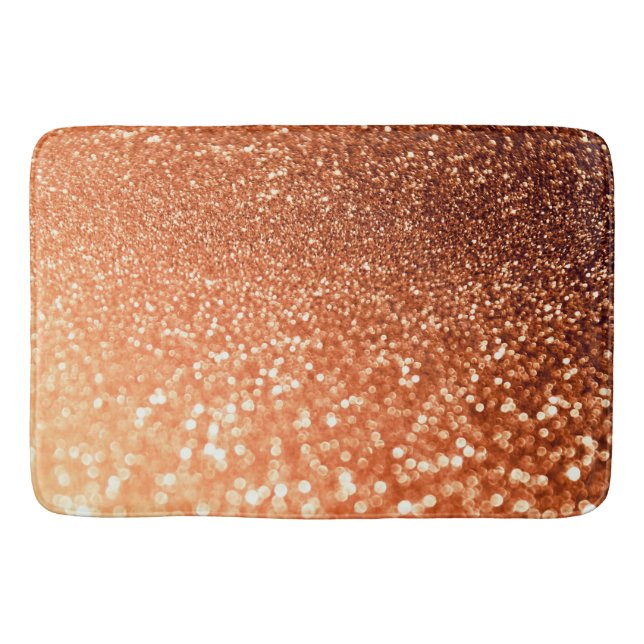 Sparkling Ombre Copper Shiny Trendy Glitter Bath Mat (Front)