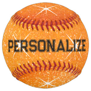 Sparkling orange glitter custom softball gift