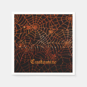 Sparkling Orange Spider Webs Napkins