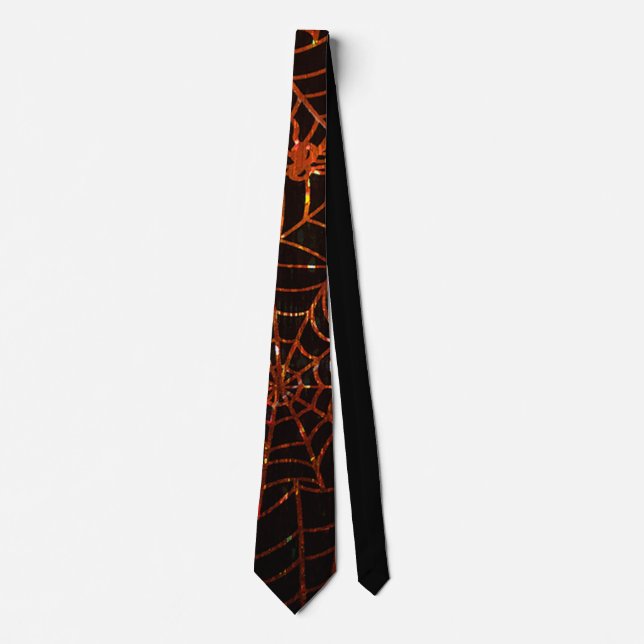 Sparkling Orange Spider Webs Tie (Front)