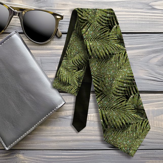 Sparkling Palm Leaves Pattern Green ID831 Tie (Creator Uploaded)