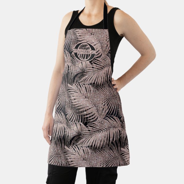 Sparkling Palm Leaves Pattern Rose Gold ID831 Apron (Insitu)