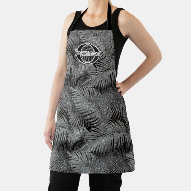 Sparkling Palm Leaves Pattern Silver ID831 Apron (Insitu)