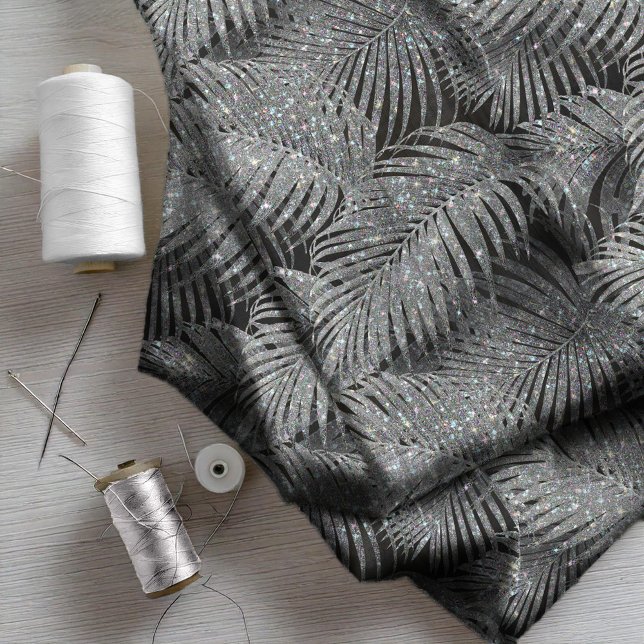Sparkling Palm Leaves Pattern Silver ID831 Fabric (Creator Uploaded)