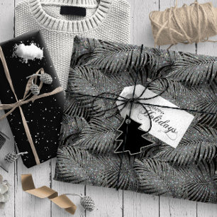 Sparkling Palm Leaves Pattern Silver ID831 Wrapping Paper