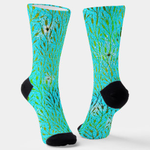 Sparkling Party Pattern with Fireworks in Aqua  Socks
