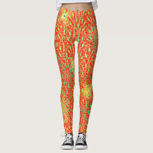 Sparkling Party Pattern with Fireworks in Red and Leggings