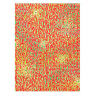 Sparkling Party Pattern with Fireworks in Red and Tablecloth