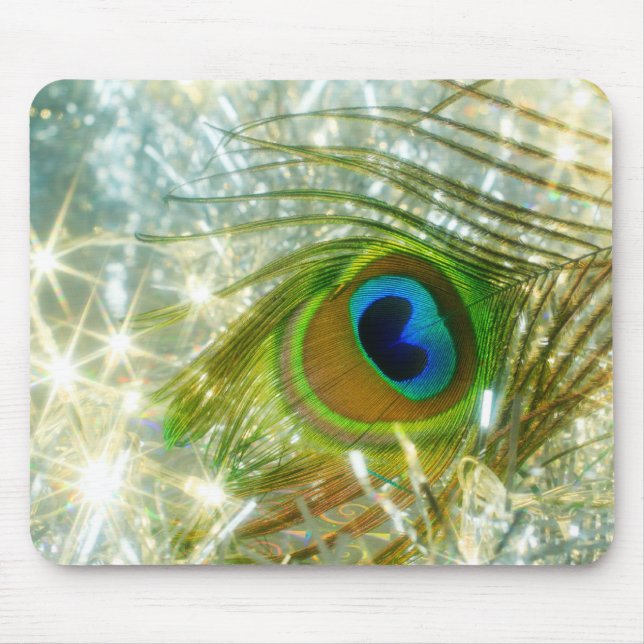 Sparkling Peacock Feather Mousepad (Front)