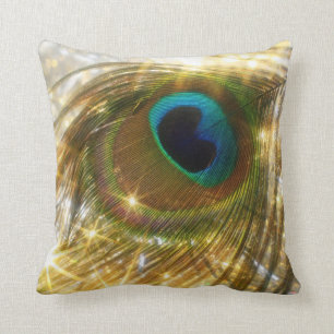 Sparkling Peacock Feather Pillow