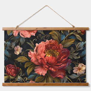 Sparkling Peony Noel Botanical Hanging Tapestry