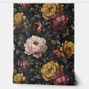 Sparkling Peony Noel Botanical Wallpaper