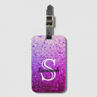 Sparkling Personalized Name Monogram Luggage Tag