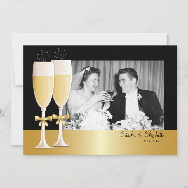 Sparkling Photo 50th Wedding Anniversary Party Invitation (Front)