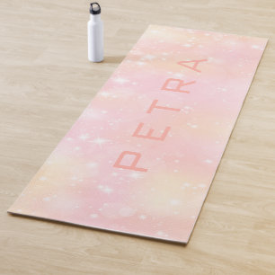Sparkling pink and peach background yoga mat