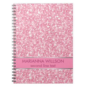 Sparkling Pink And White Glitter Notebook