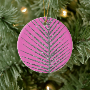 Sparkling Pink Glitter Ceramic Ornament