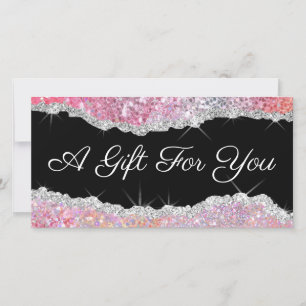 sparkling pink glitter gift certificate