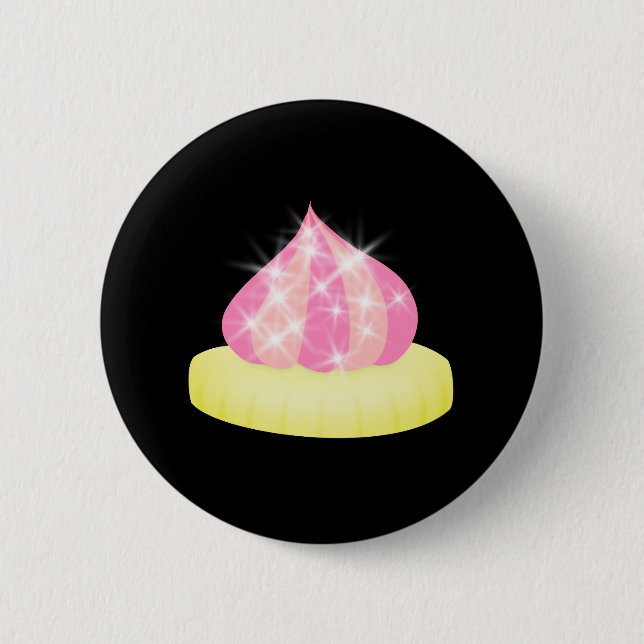 Sparkling Pink Iced Gem 2 Inch Round Button (Front)