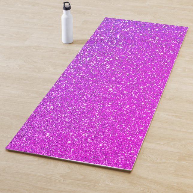 Sparkling Pink Purple Glitter Ombre Bright Cool Yoga Mat (In Situ)