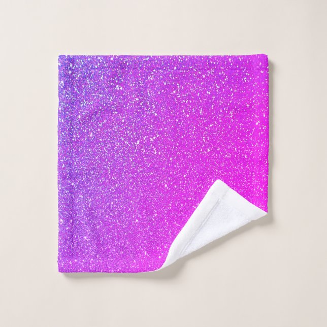 Sparkling Pink Purple Glitter Ombre Colourful Cool Wash Cloth (Wash Cloth)