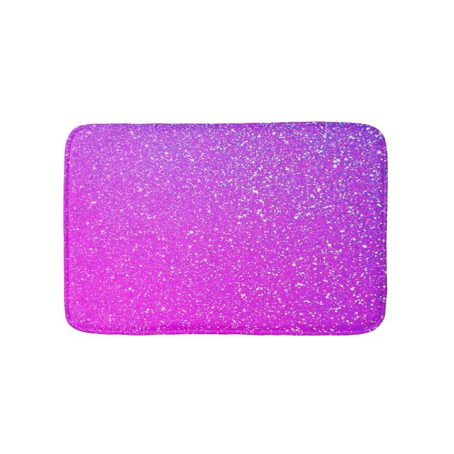 Sparkling Pink Purple Glitter Ombre Colourful Cute Bath Mat (Front)