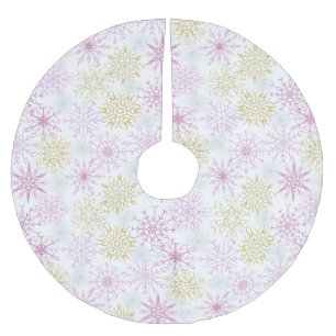 Sparkling Pink Snowflakes Brushed Polyester Tree S Skirt