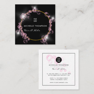 Sparkling Pink Soap Bubble Beauty Salon Square Business Card