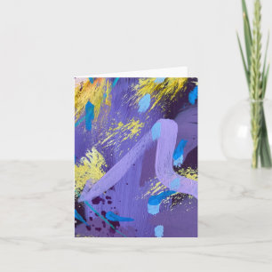 Sparkling Purple and Yellow Abstract Art Note Card