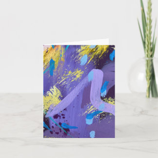 Sparkling Purple and Yellow Abstract Art Note Card