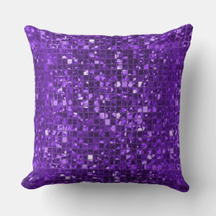 Sparkling Purple Mosaic Pattern Throw Pillow