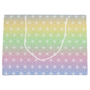 Sparkling Rainbow Asanoha Geometric Pattern Large Gift Bag