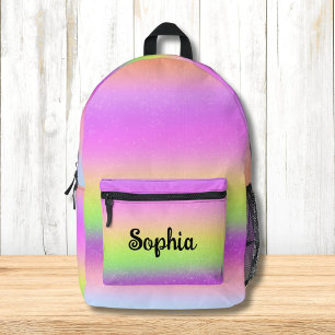 Sparkling Rainbow Colours Personalized Printed Backpack