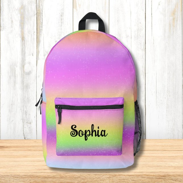 Sparkling Rainbow Colours Personalized Printed Backpack (Creator Uploaded)