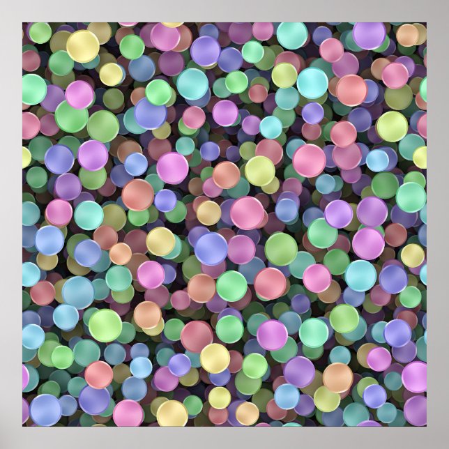 Sparkling Rainbow Polka Dots Poster (Front)