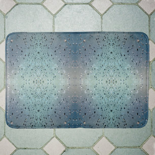 Sparkling Raindrops Boho Chic Blue Bath Mat