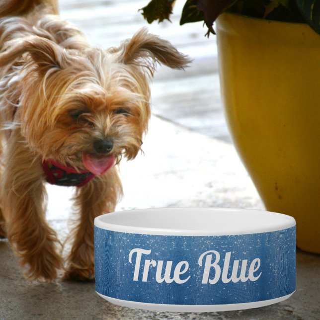 Sparkling Raindrops on Royal Blue with Name pet Bowl (Creator Uploaded)