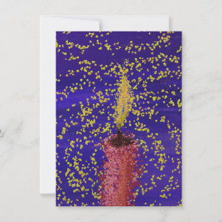 sparkling red candle blue background holiday card