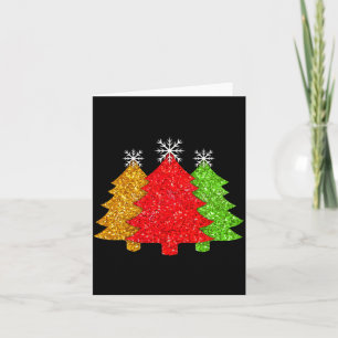 Sparkling Red Gold Green Christmas Tree Snowflake Card