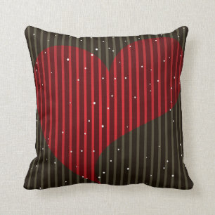 Sparkling Red Heart With Stripes Throw Pillow