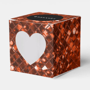 Sparkling Red Mosaic Pattern Heart Favour Box
