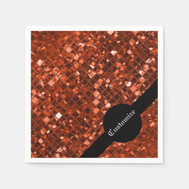 Sparkling Red Mosaic Pattern Napkins (Front)