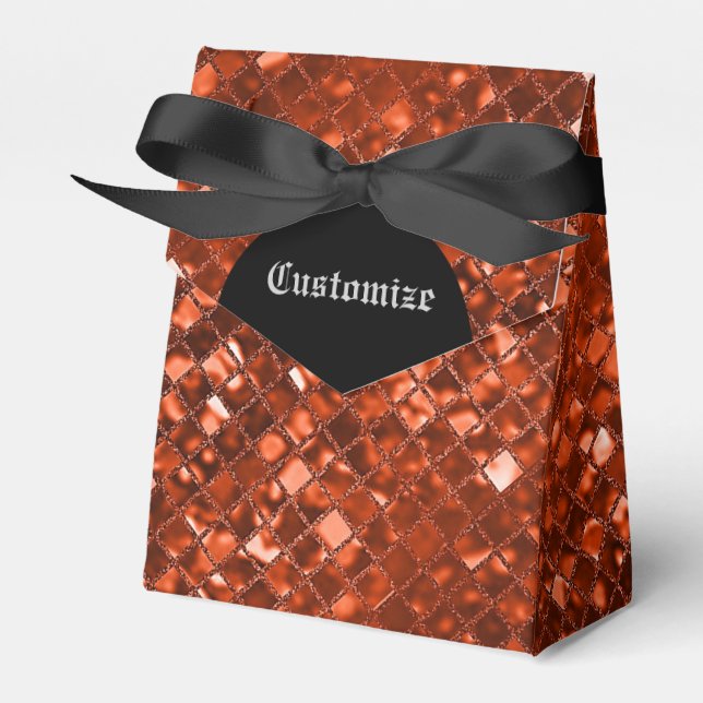 Sparkling Red Mosaic Pattern Tent Favour Box (Front Side)