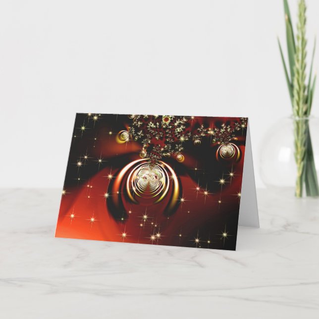 Sparkling red ornament holiday card (Front)