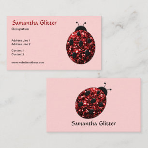 Sparkling red sparkles Ladybird Ladybug rose Business Card
