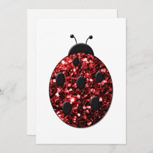 Sparkling red sparkles Ladybug Personalize Invitation